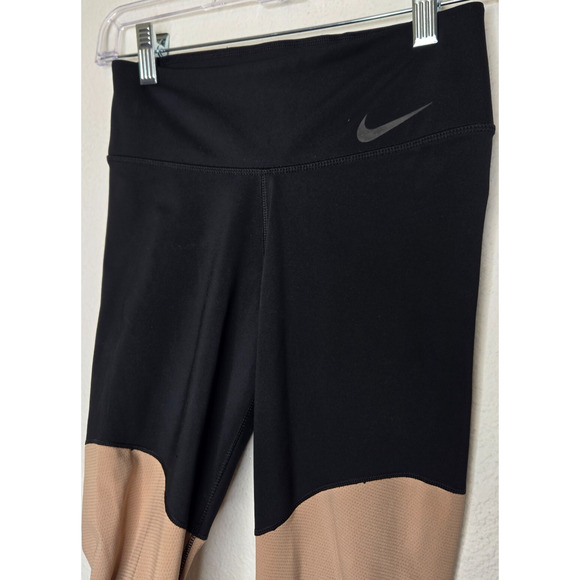 Nike Womens Power Pocket Lux Training Tight Leggings XS Black Beige Active Gym - Picture 4 of 13